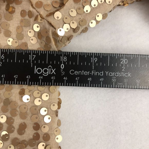 Alythea Women's Size Small Beige Gold Sequin 3/4 Sleeve Open Front Crop Jacket - Picture 6 of 8